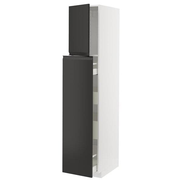 Ikea METOD / MAXIMERA - Hc w p-o func 1dr/4drw, white/Upplöv matt anthracite, 40x60x200 cm