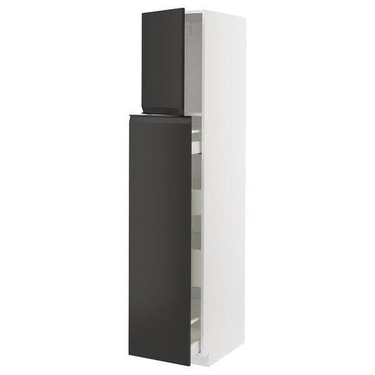 Ikea METOD / MAXIMERA - Hc w p-o func 1dr/4drw, white/Upplöv matt anthracite, 40x60x200 cm