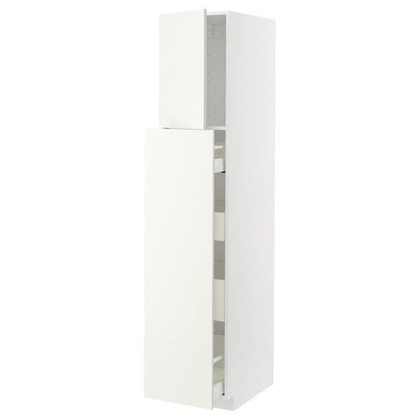 Ikea METOD / MAXIMERA - Hc w p-o func 1dr/4drw, white/Vallstena white, 40x60x200 cm