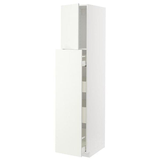 Ikea METOD / MAXIMERA - Hc w p-o func 1dr/4drw, white/Vallstena white, 40x60x200 cm