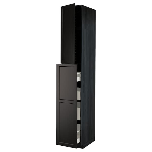 METOD / MAXIMERA - Hc w p-o func 1dr/4drw, black/Lerhyttan black stained , 40x60x240 cm - best price from Maltashopper.com 29462731