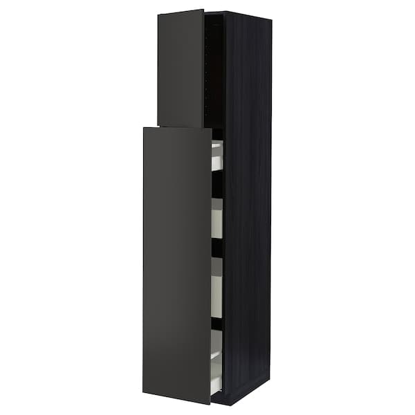 METOD / MAXIMERA - Hc w p-o func 1dr/4drw, black/Nickebo matt anthracite , 40x60x200 cm - best price from Maltashopper.com 69498436