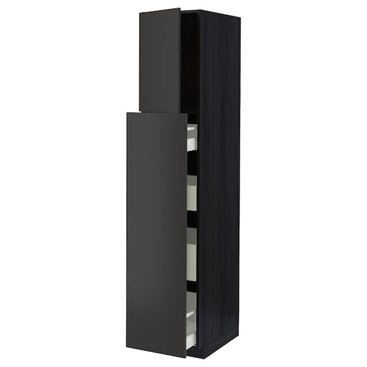 METOD / MAXIMERA - Hc w p-o func 1dr/4drw, black/Nickebo matt anthracite , 40x60x200 cm - best price from Maltashopper.com 69498436