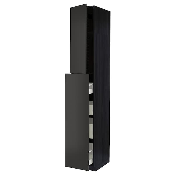Ikea METOD / MAXIMERA - Hc w p-o func 1dr/4drw, black/Nickebo matt anthracite, 40x60x240 cm