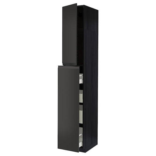 Ikea METOD / MAXIMERA - Hc w p-o func 1dr/4drw, black/Upplöv matt anthracite, 40x60x240 cm