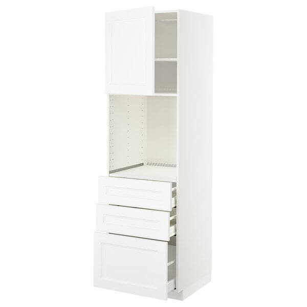 Ikea METOD / MAXIMERA - High cab f oven w door/3 drawers, white/Axstad matt white, 60x60x200 cm