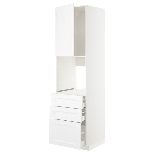 Ikea METOD / MAXIMERA - High cab f oven w door/3 drawers, white/Axstad matt white , 60x60x220 cm
