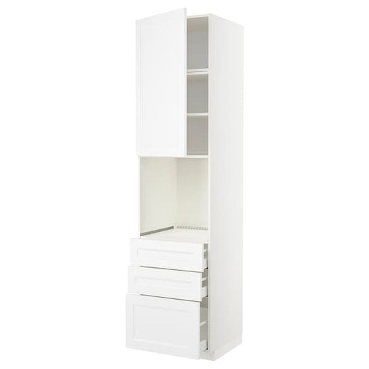 Ikea METOD / MAXIMERA - High cab f oven w door/3 drawers, white/Axstad matt white, 60x60x240 cm
