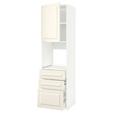 METOD / MAXIMERA high cab f oven w door/3 drawers, white/Bodbyn off-white, 60x60x220 cm