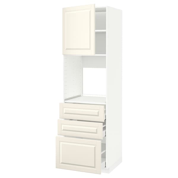 METOD / MAXIMERA - High cab f oven w door/3 drawers, white/Bodbyn off-white, 60x60x200 cm - best price from Maltashopper.com 69464766