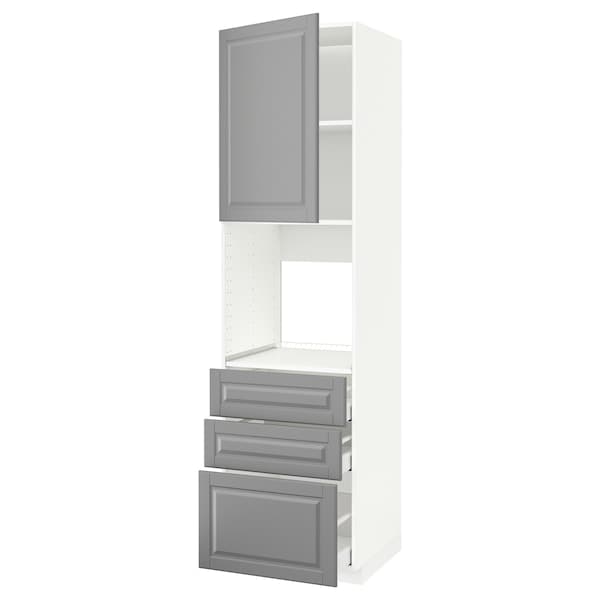 Ikea METOD / MAXIMERA - High cab f oven w door/3 drawers, white/Bodbyn grey , 60x60x220 cm