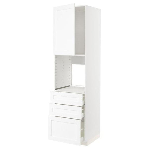 METOD / MAXIMERA high cab f oven w door/3 drawers, white Enköping/white wood effect, 60x60x220 cm