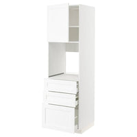 METOD / MAXIMERA high cab f oven w door/3 drawers, white Enköping/white wood effect, 60x60x200 cm
