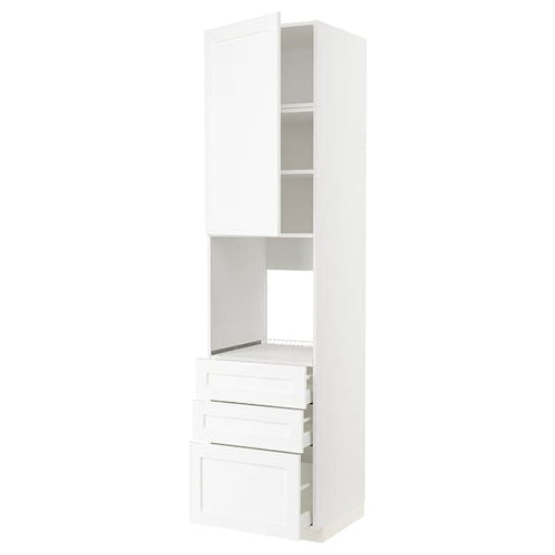 METOD / MAXIMERA - High cab f oven w door/3 drawers, white Enköping/white wood effect, 60x60x240 cm