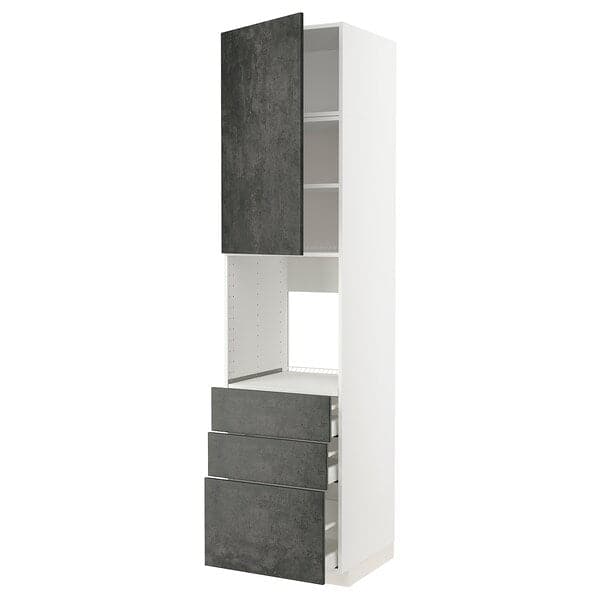 METOD / MAXIMERA - Mobile alto forno/anta/3 cassetti , 60x60x240 cm - best price from Maltashopper.com 39461043