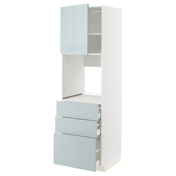 Ikea METOD / MAXIMERA - High cab f oven w door/3 drawers, white/Kallarp light grey-blue, 60x60x200 cm