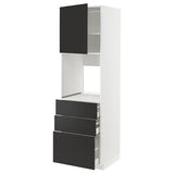 METOD / MAXIMERA high cab f oven w door/3 drawers, white/Nickebo matt anthracite, 60x60x200 cm