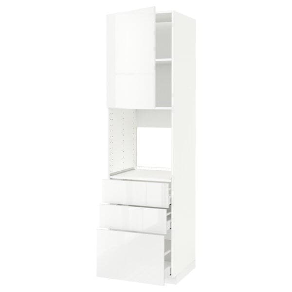 Ikea METOD / MAXIMERA - High cab f oven w door/3 drawers, white/Ringhult white , 60x60x220 cm