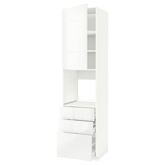 Ikea METOD / MAXIMERA - High cab f oven w door/3 drawers, white/Ringhult white, 60x60x240 cm