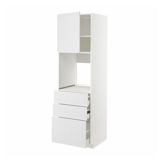 Ikea METOD / MAXIMERA - High cab f oven w door/3 drawers, white/Stensund white , 60x60x200 cm