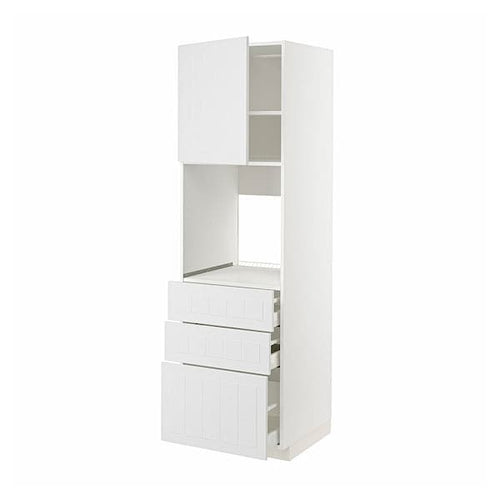 METOD / MAXIMERA - High cab f oven w door/3 drawers, white/Stensund white , 60x60x200 cm