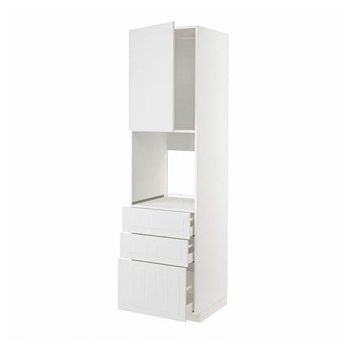 METOD / MAXIMERA - High cab f oven w door/3 drawers, white/Stensund white , 60x60x220 cm