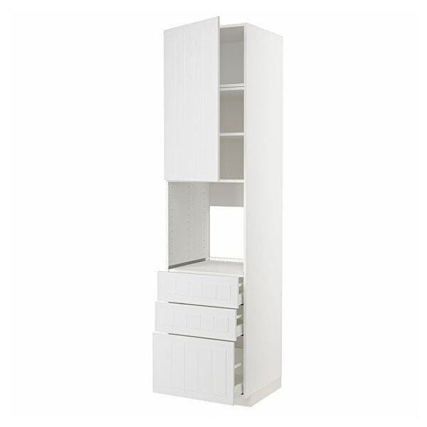 METOD / MAXIMERA - High cab f oven w door/3 drawers, white/Stensund white