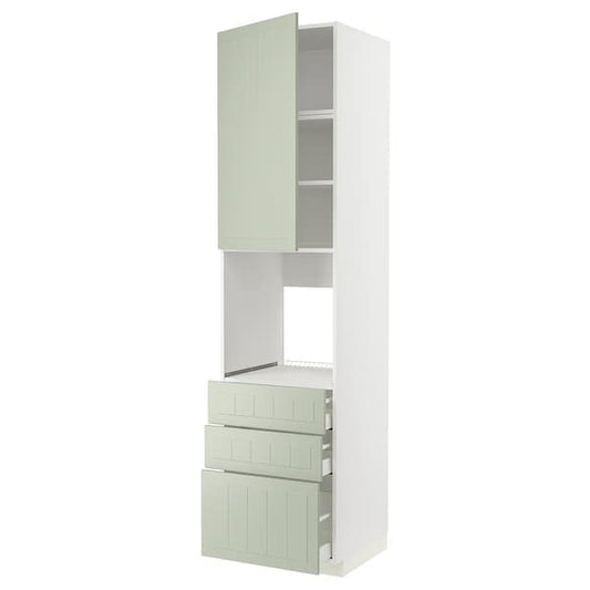 Ikea METOD / MAXIMERA - High cab f oven w door/3 drawers, white/Stensund light green