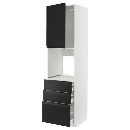 METOD / MAXIMERA - High cab f oven w door/3 drawers, white/Upplöv matt anthracite ,