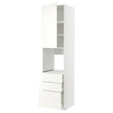 METOD / MAXIMERA high cab f oven w door/3 drawers, white/Vallstena white, 60x60x240 cm