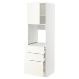 METOD / MAXIMERA high cab f oven w door/3 drawers, white/Vallstena white, 60x60x200 cm