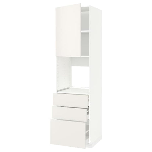 Ikea METOD / MAXIMERA - High cab f oven w door/3 drawers, white/Veddinge white, 60x60x220 cm