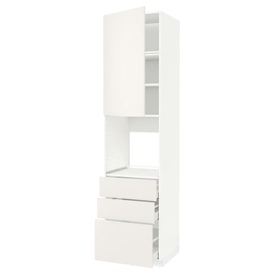Ikea METOD / MAXIMERA - High cab f oven w door/3 drawers, white/Veddinge white, 60x60x240 cm