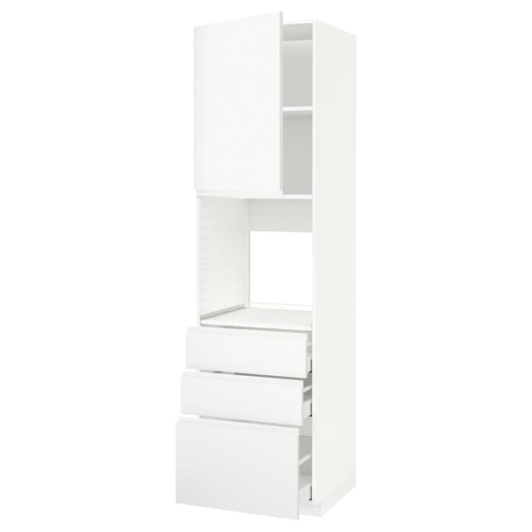 Ikea METOD / MAXIMERA - High cab f oven w door/3 drawers, white/Voxtorp matt white, 60x60x220 cm