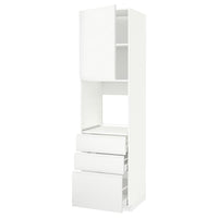 METOD / MAXIMERA high cab f oven w door/3 drawers, white/Voxtorp matt white, 60x60x220 cm