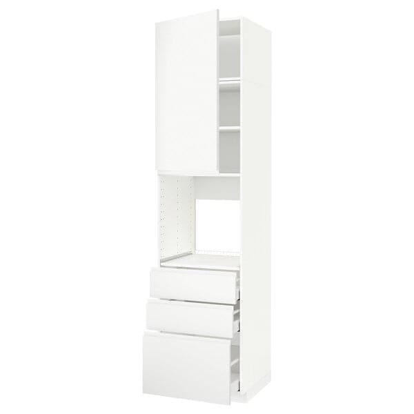 Ikea METOD / MAXIMERA - High cab f oven w door/3 drawers, white/Voxtorp matt white, 60x60x240 cm