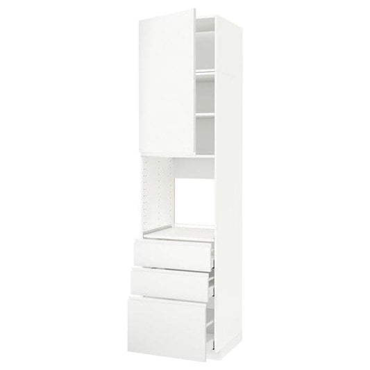 Ikea METOD / MAXIMERA - High cab f oven w door/3 drawers, white/Voxtorp matt white, 60x60x240 cm