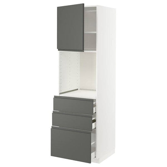 Ikea METOD / MAXIMERA - High cab f oven w door/3 drawers, white/Voxtorp dark grey , 60x60x200 cm