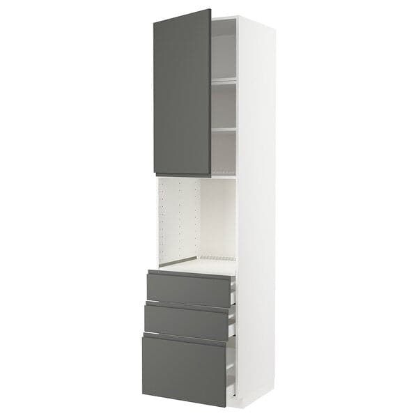 Ikea METOD / MAXIMERA - High cab f oven w door/3 drawers, white/Voxtorp dark grey , 60x60x240 cm