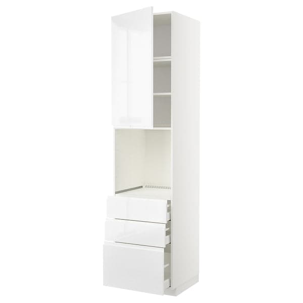 Ikea METOD / MAXIMERA - High cab f oven w door/3 drawers, white/Voxtorp high-gloss/white, 60x60x240 cm