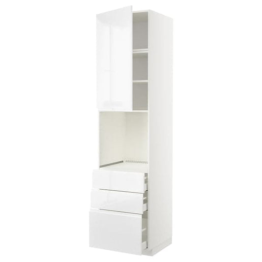 Ikea METOD / MAXIMERA - High cab f oven w door/3 drawers, white/Voxtorp high-gloss/white, 60x60x240 cm