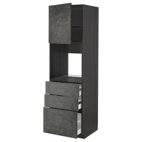 METOD / MAXIMERA - Tall cabinet oven/anta/3 drawers , 60x60x200 cm