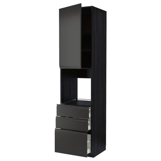 Ikea METOD / MAXIMERA - High cab f oven w door/3 drawers, black/Upplöv matt anthracite , 60x60x240 cm