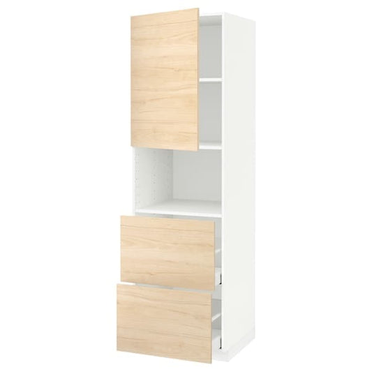 Ikea METOD / MAXIMERA - Hi cab f micro w door/2 drawers, white/Askersund light ash effect, 60x60x200 cm