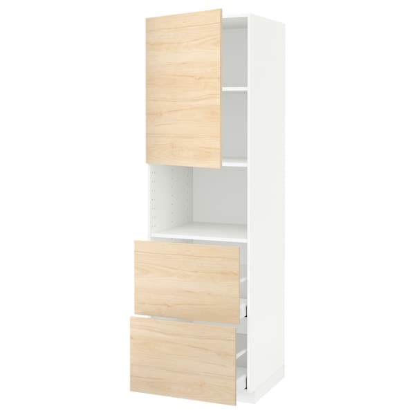 Ikea METOD / MAXIMERA - Hi cab f micro w door/2 drawers, white/Askersund light ash effect, 60x60x200 cm