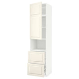 METOD / MAXIMERA hi cab f micro w door/2 drawers, white/Bodbyn off-white, 60x60x240 cm