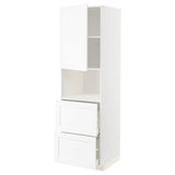 METOD / MAXIMERA hi cab f micro w door/2 drawers, white Enköping/white wood effect, 60x60x200 cm