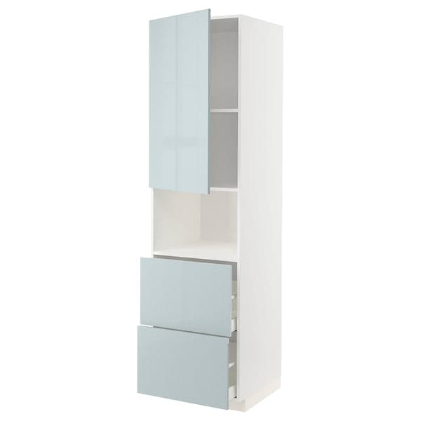 METOD / MAXIMERA - Hi cab f micro w door/2 drawers, white/Kallarp light grey-blue , - best price from Maltashopper.com 09479426