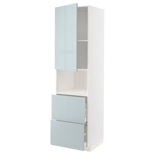 METOD / MAXIMERA - Hi cab f micro w door/2 drawers, white/Kallarp light grey-blue , - best price from Maltashopper.com 09479426