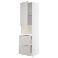 METOD / MAXIMERA - Hi cab f micro w door/2 drawers, white/Lerhyttan light grey, 60x60x220 cm - best price from Maltashopper.com 79452621